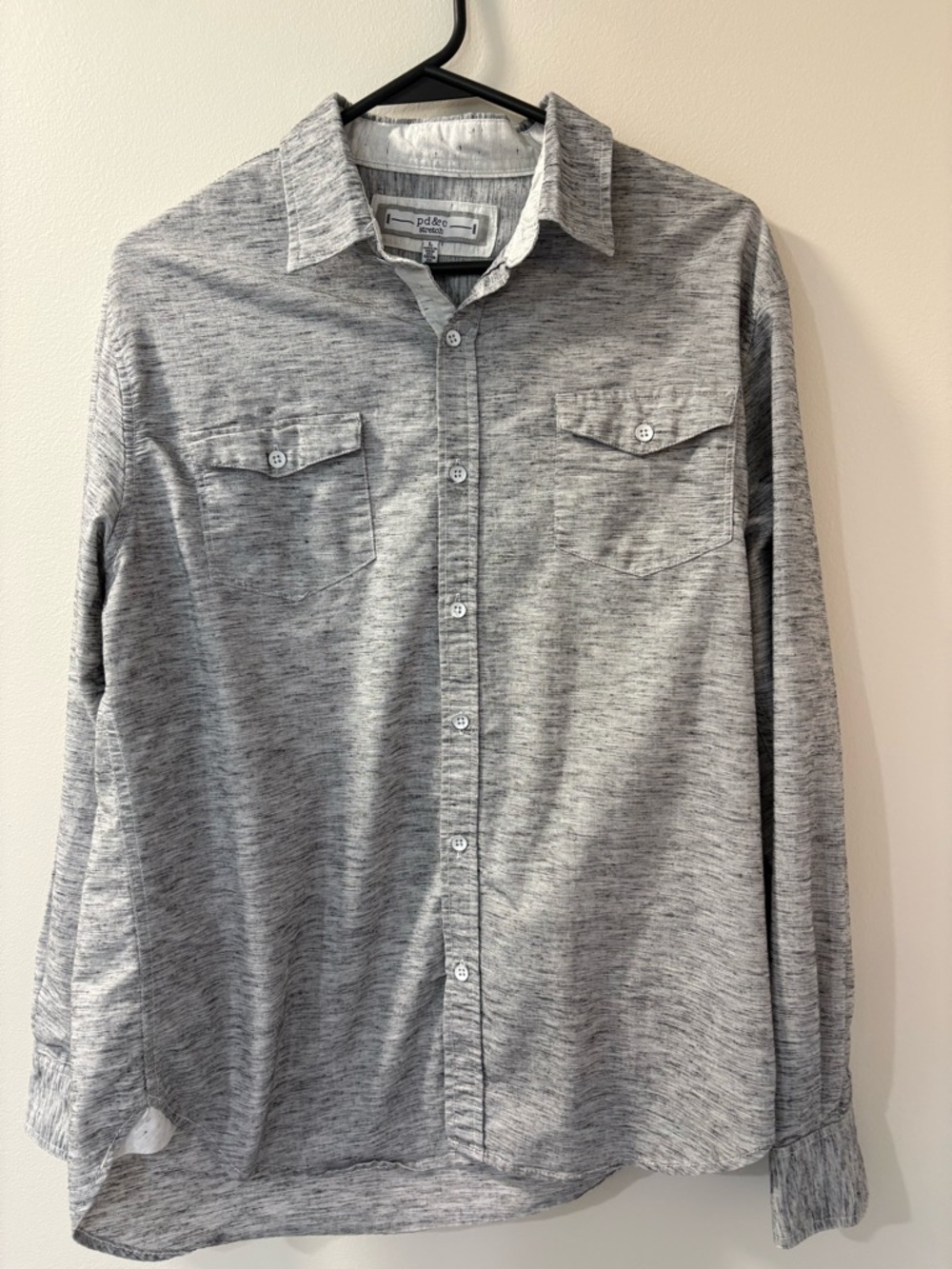 PD&C Heathered Grey Button-Up Knit Shirt